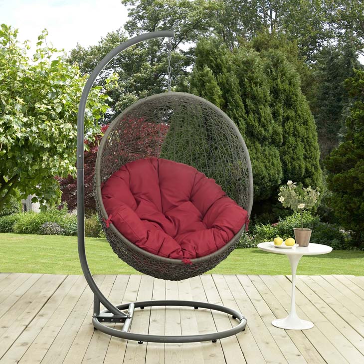 Hide Outdoor Patio Swing Chair in Gray and Red by Modway