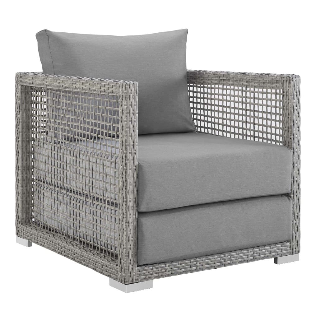 Aura Outdoor Patio Wicker Rattan Armchair in Gray by Modway - Image 2