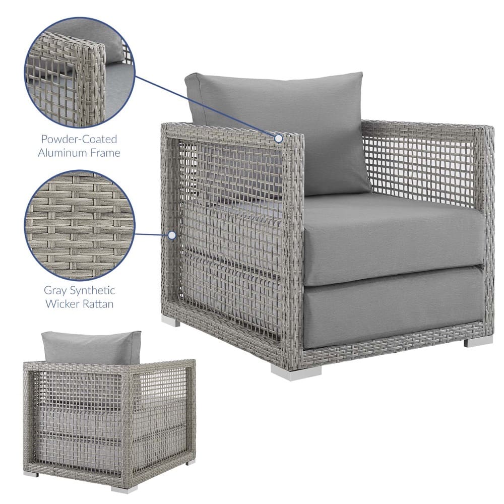 Aura Outdoor Patio Wicker Rattan Armchair in Gray by Modway - Image 7