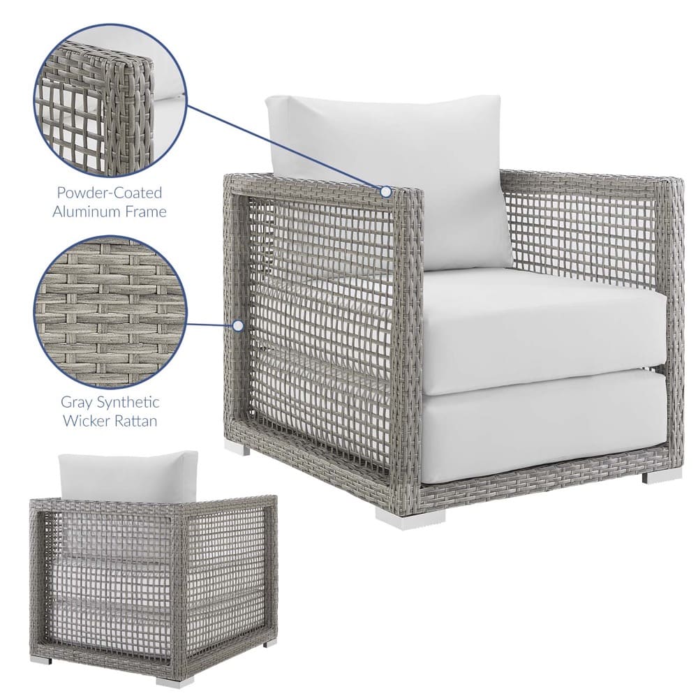 Aura Outdoor Patio Wicker Rattan Armchair in White and Gray by Modway - Image 7