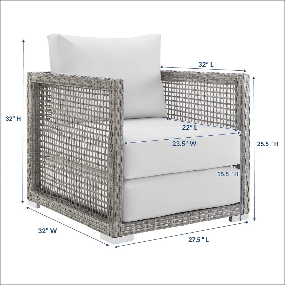 Aura Outdoor Patio Wicker Rattan Armchair in White and Gray by Modway - Image 8