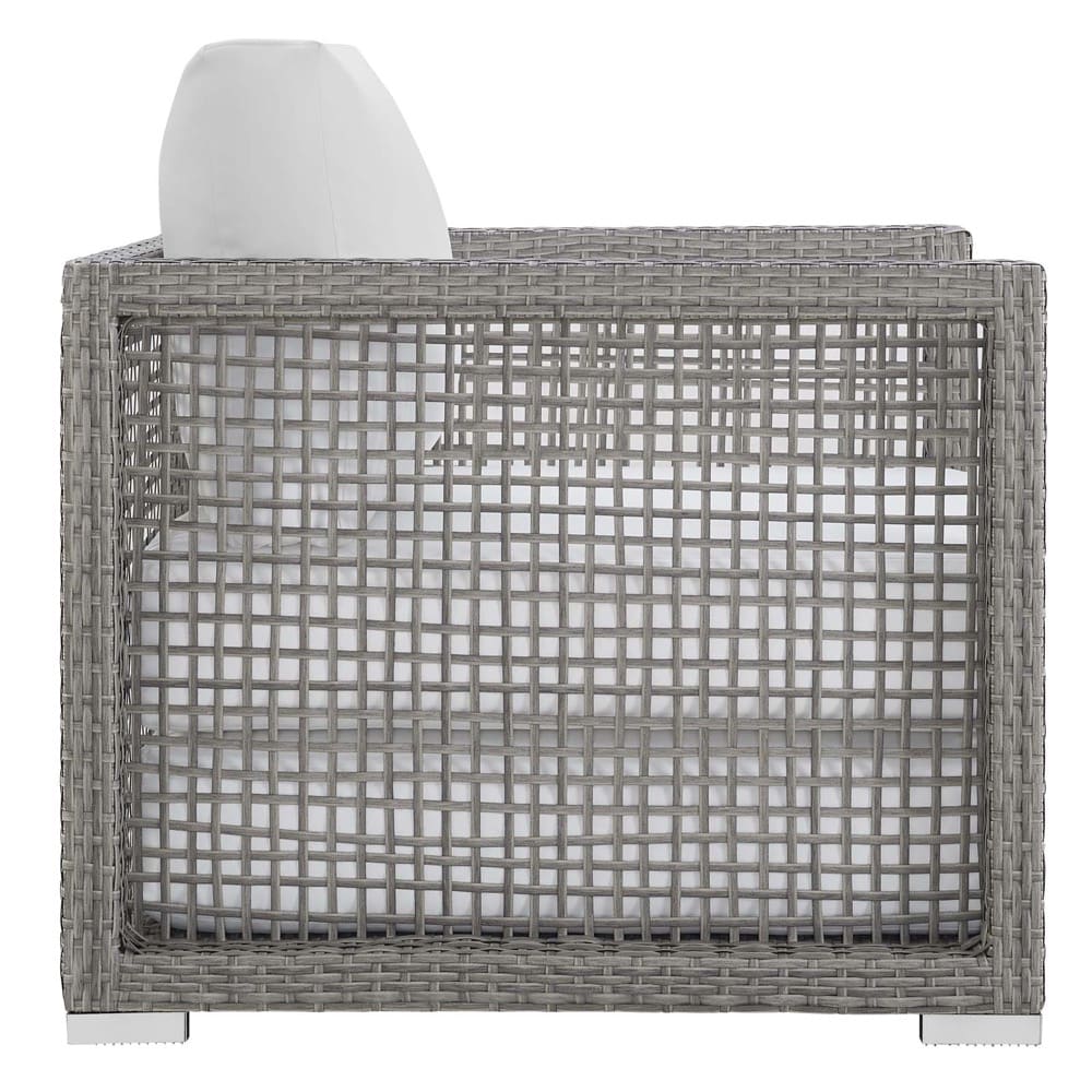 Aura Outdoor Patio Wicker Rattan Armchair in White and Gray by Modway - Image 3