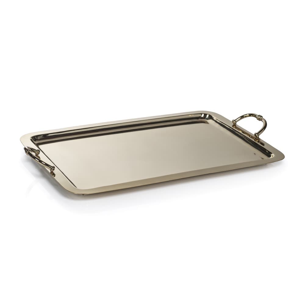 Manetta Polished Gold Steel and Brass Tray in 3 Sizes by Zodax