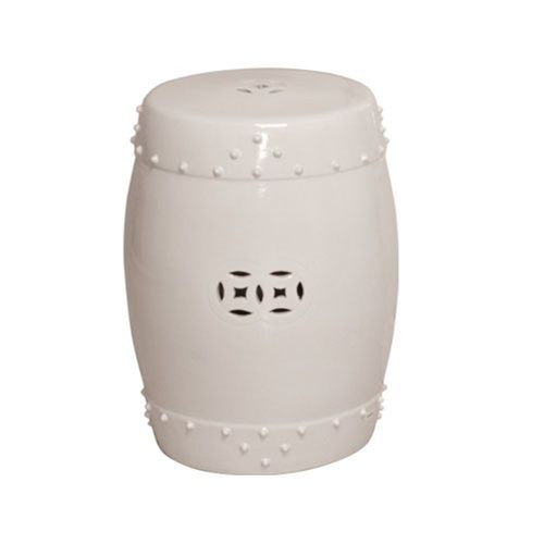 Round White Drum Prosperity Garden Stool