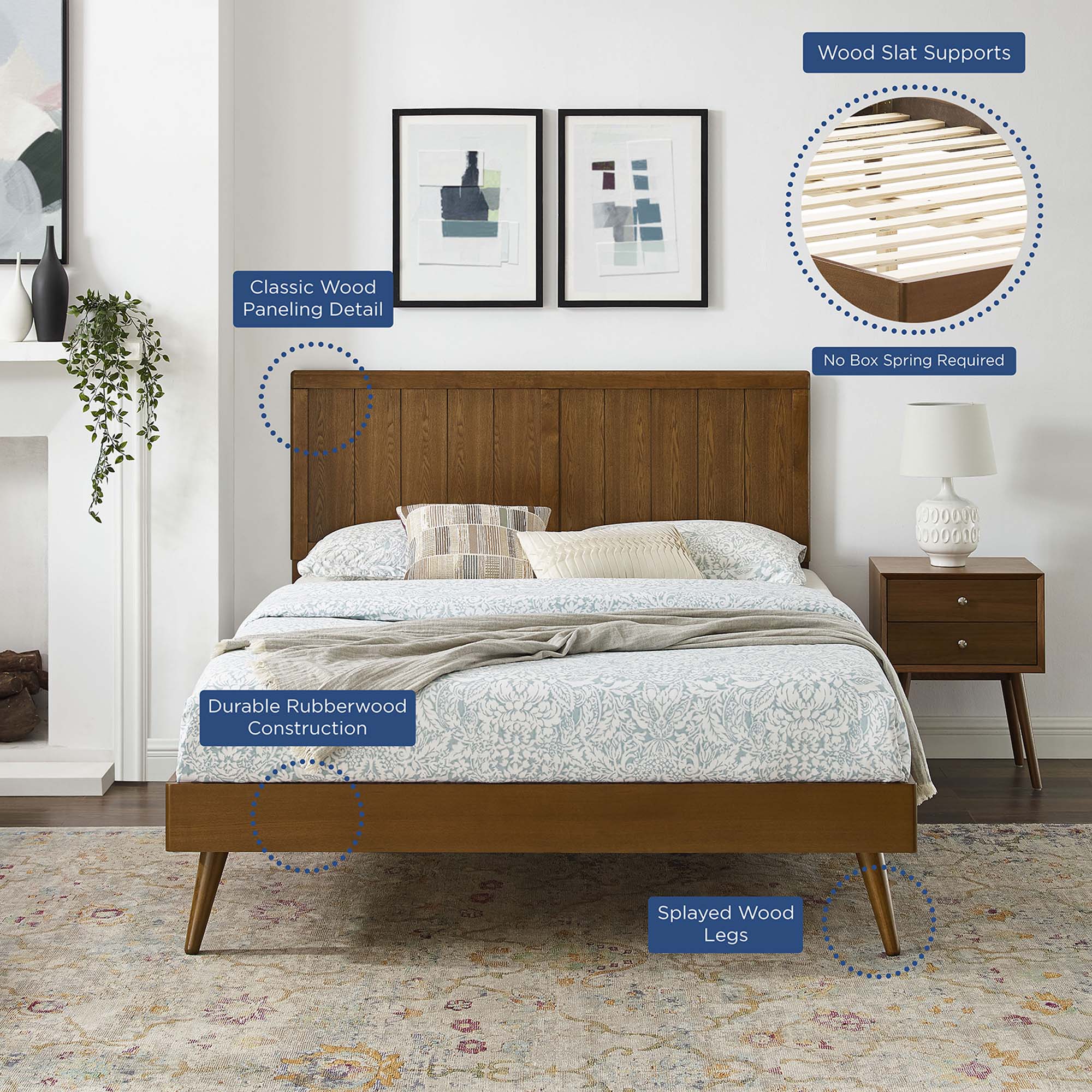 Alana Wood Twin Platform Bed With Splayed Legs by Modway - Image 9