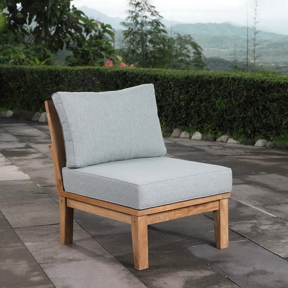 Marina Armless Outdoor Patio Teak Sofa in Natural Gray by Modway - Image 5