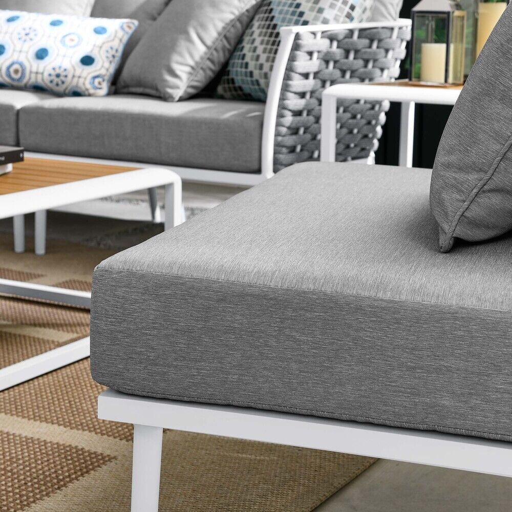 Stance 9 Piece Aluminum Outdoor Patio Aluminum Sectional Sofa Set in White Gray by Modway - Image 18