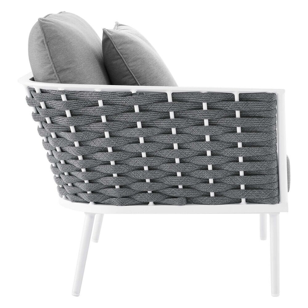 Stance 9 Piece Aluminum Outdoor Patio Aluminum Sectional Sofa Set in White Gray by Modway - Image 7