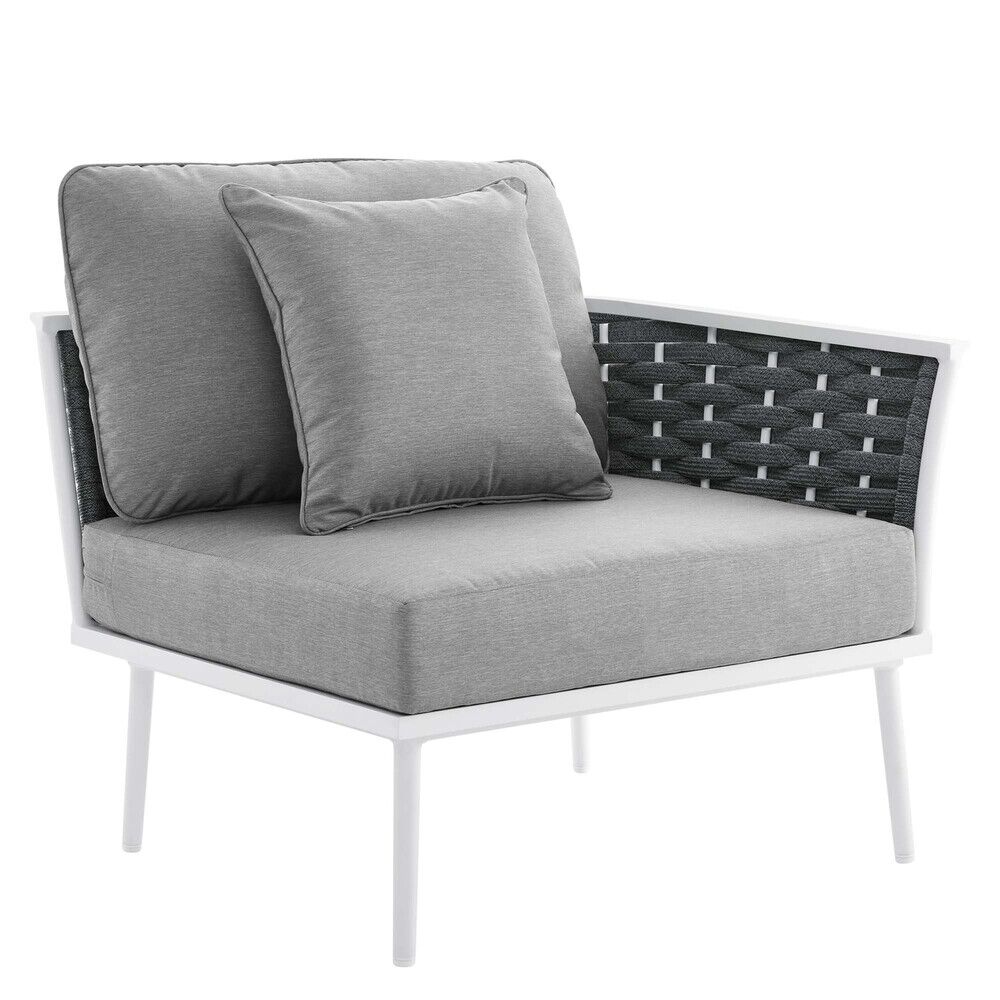 Stance 9 Piece Aluminum Outdoor Patio Aluminum Sectional Sofa Set in White Gray by Modway - Image 8