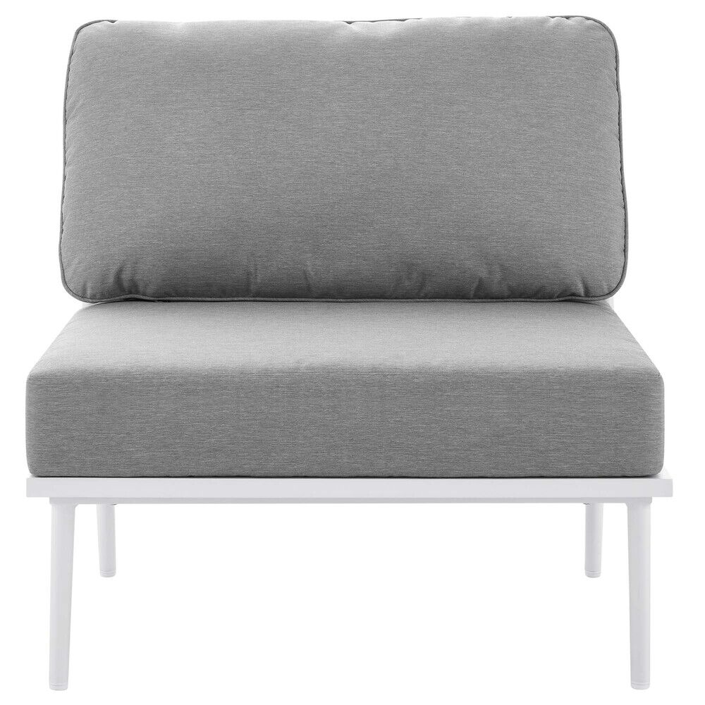Stance 9 Piece Aluminum Outdoor Patio Aluminum Sectional Sofa Set in White Gray by Modway - Image 12