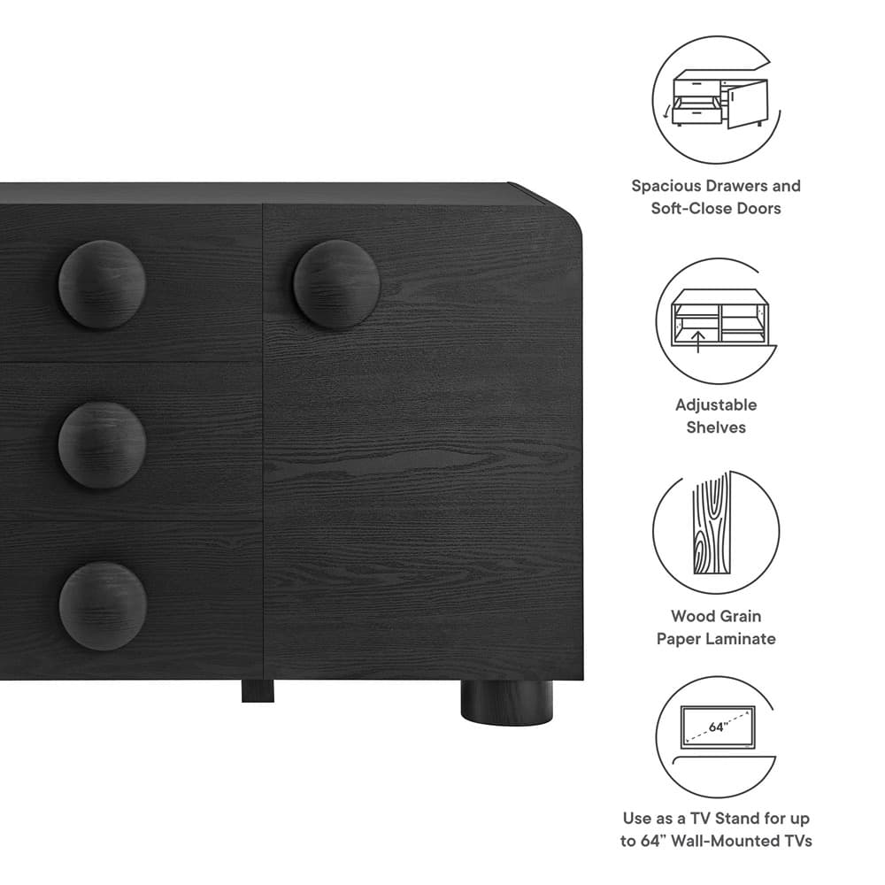 Sonnet 57" Sideboard Storage Cabinet by Modway in Black by Modway - Image 3