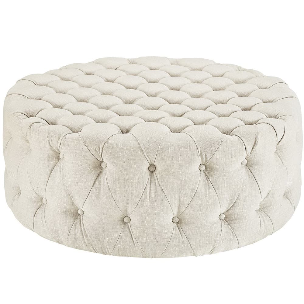 Amour Upholstered Fabric Ottoman in Beige by Modway