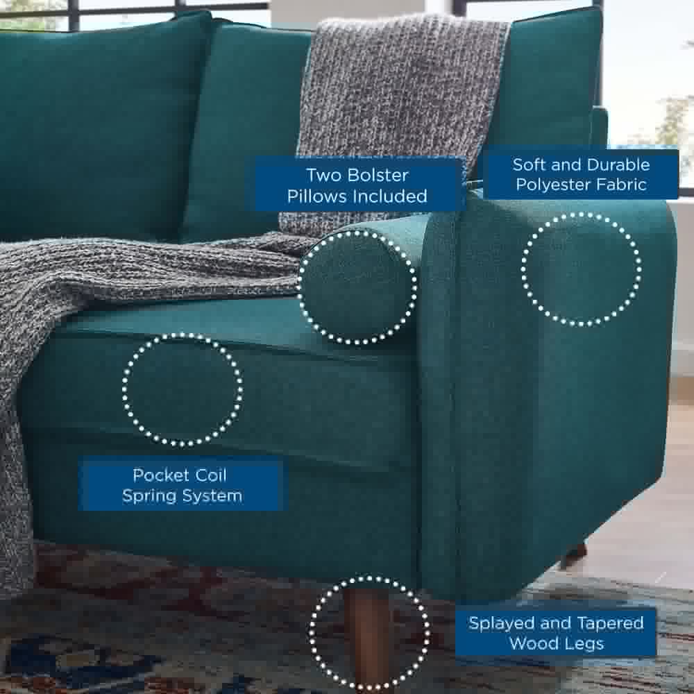 Revive Upholstered Fabric Sofa and Loveseat Set in Teal by Modway - Image 7