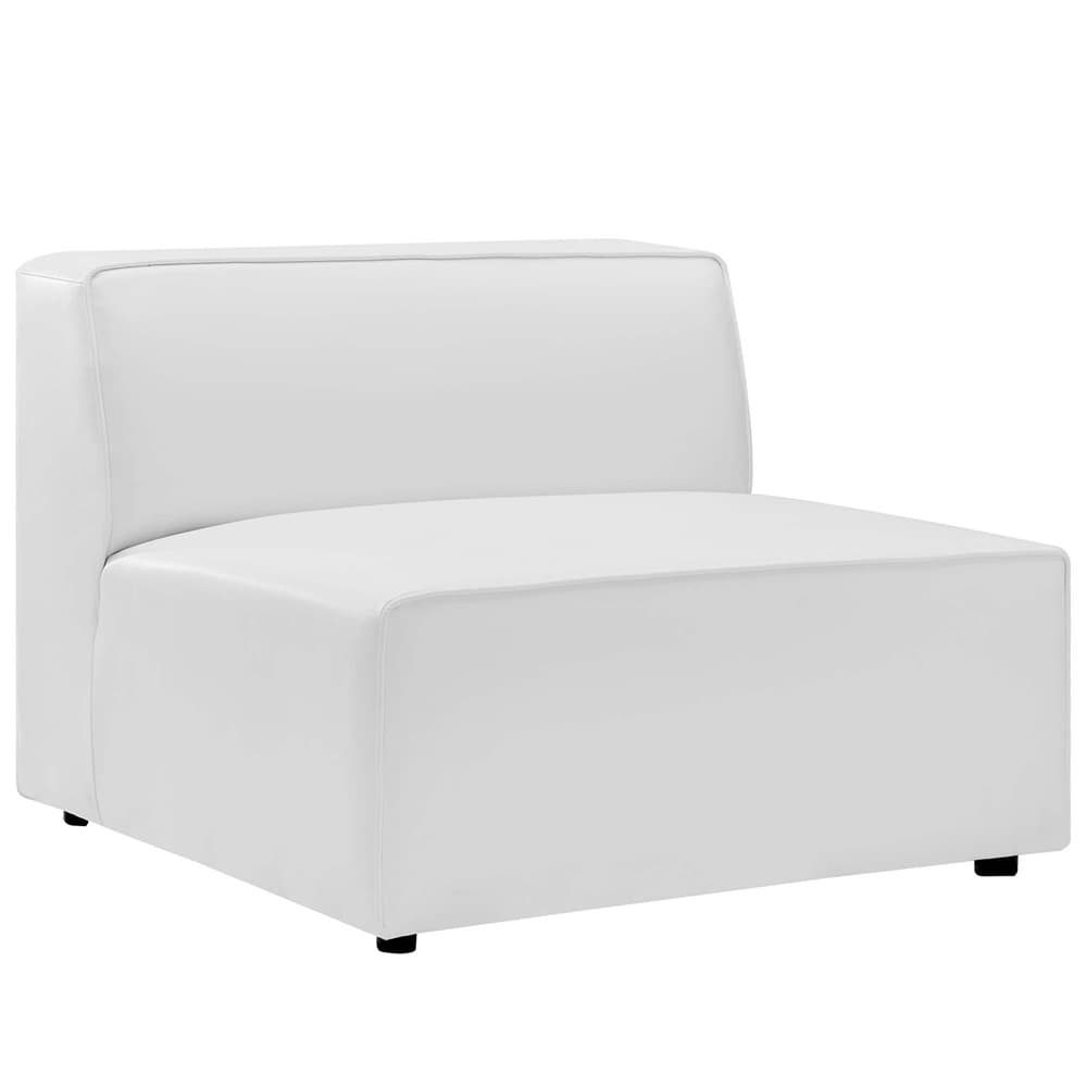 Mingle 5-Piece Vegan Leather Sectional Sofa in White by Modway - Image 7