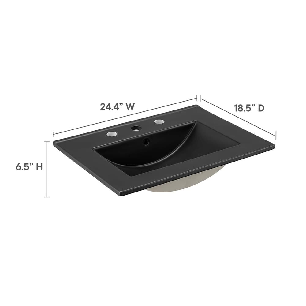 Cayman 24" Bathroom Sink in Black by Modway - Image 3