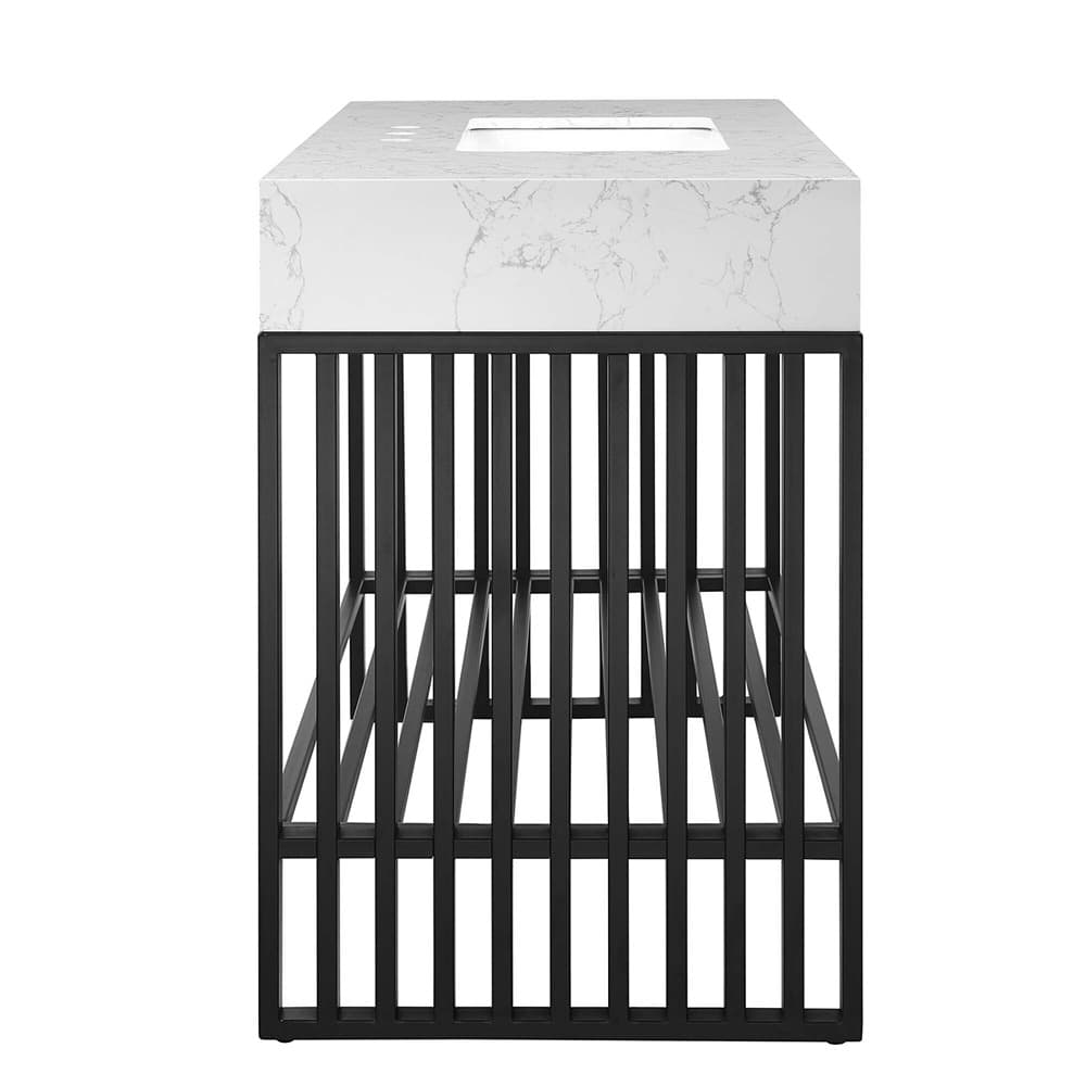 Gridiron 48" Bathroom Vanity in White Black by Modway - Image 3