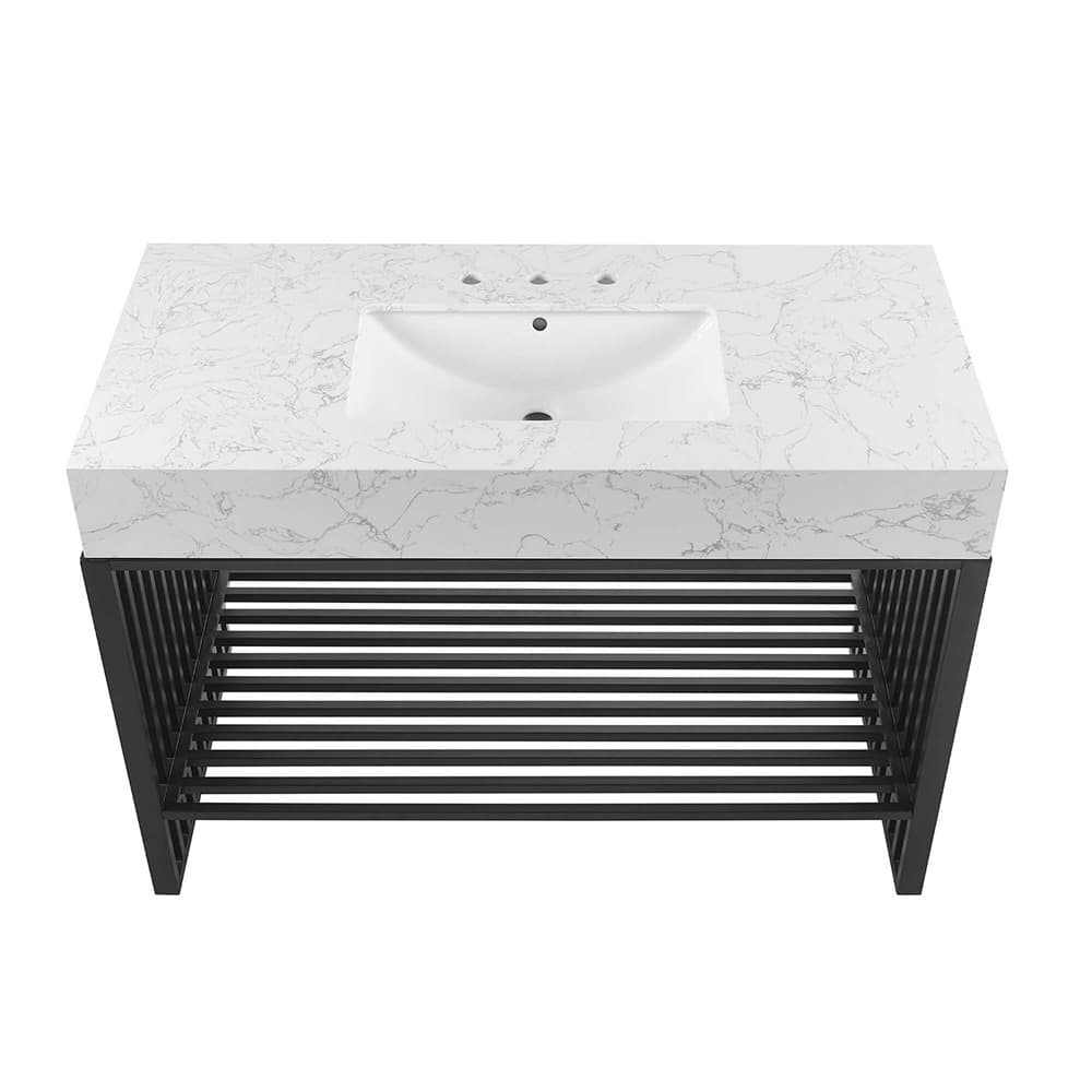 Gridiron 48" Bathroom Vanity in White Black by Modway - Image 5