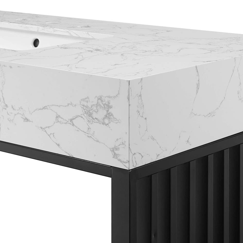 Gridiron 48" Bathroom Vanity in White Black by Modway - Image 6