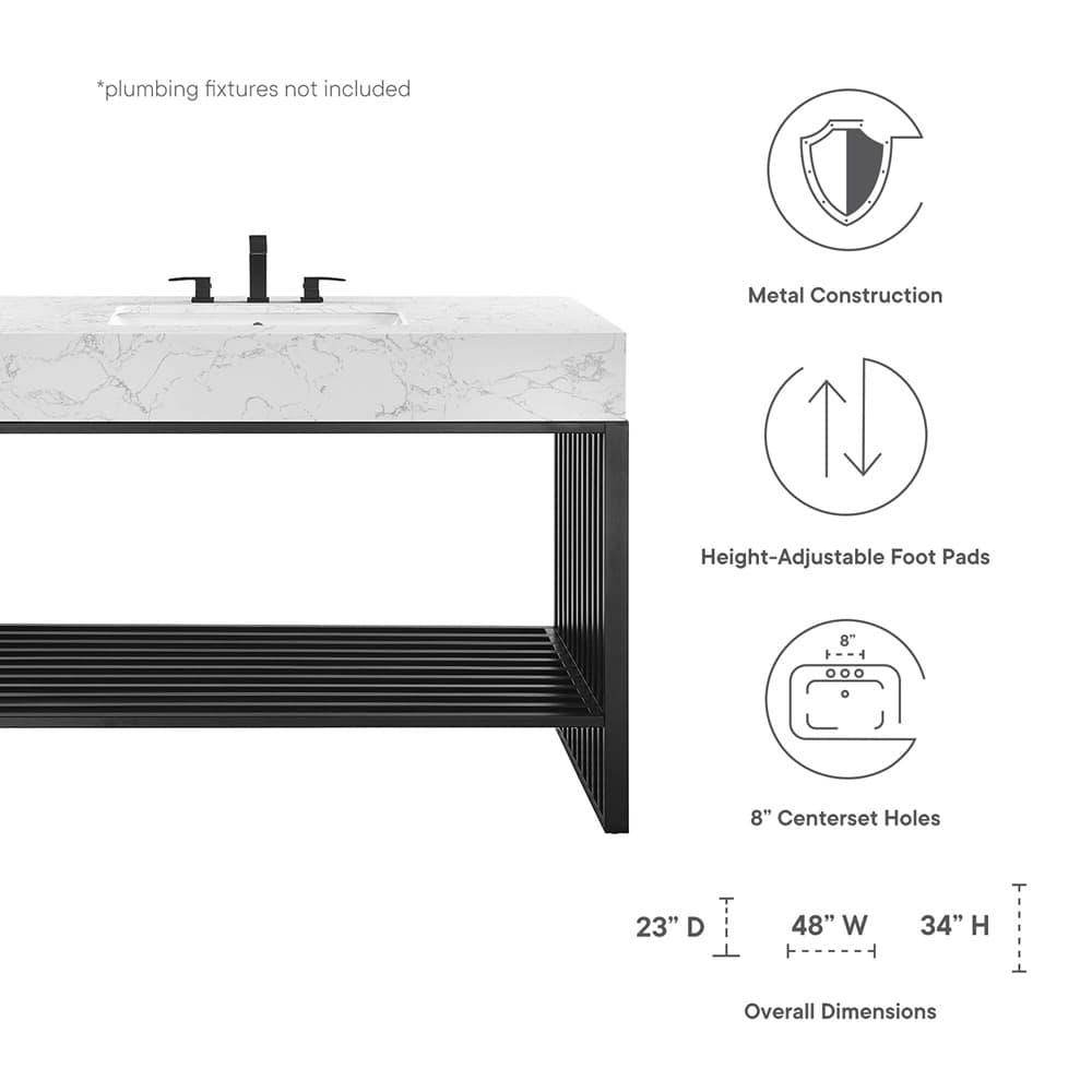 Gridiron 48" Bathroom Vanity in White Black by Modway - Image 2
