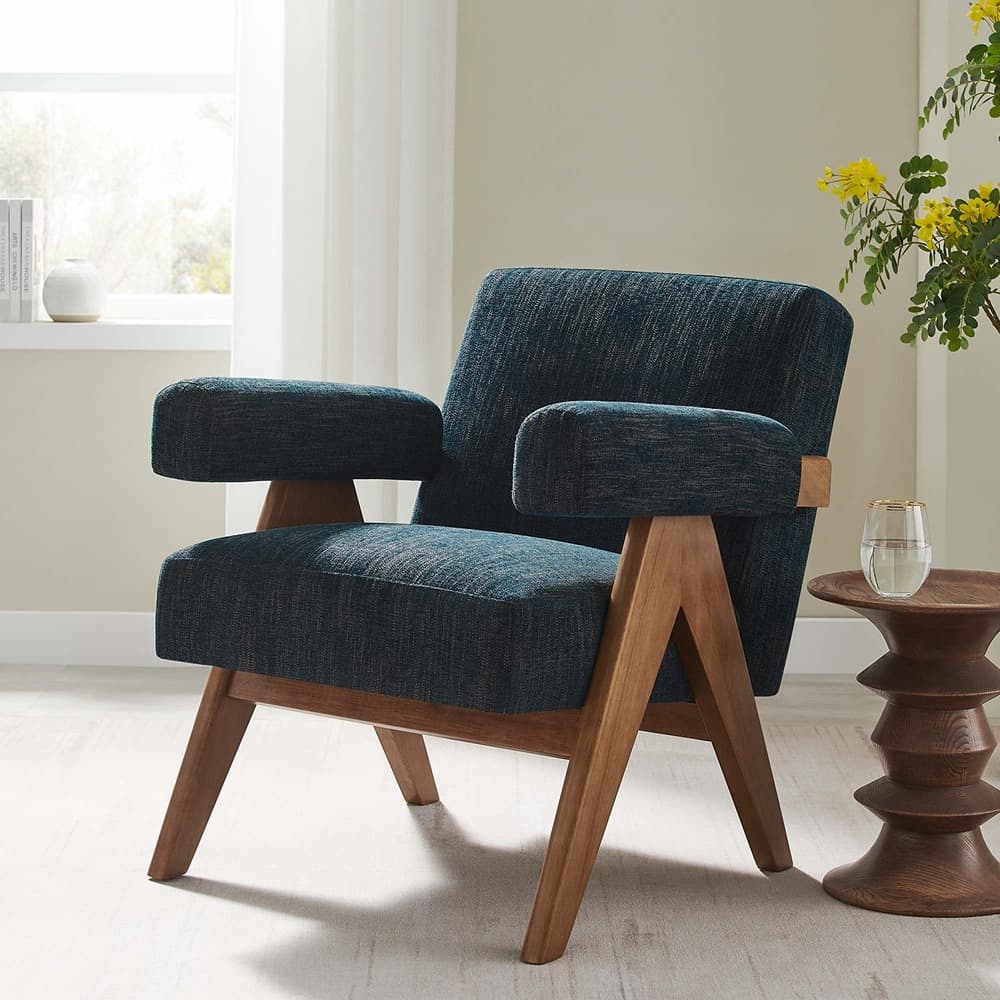 Lyra Fabric Armchair in Azure Fabric by Modway - Image 8