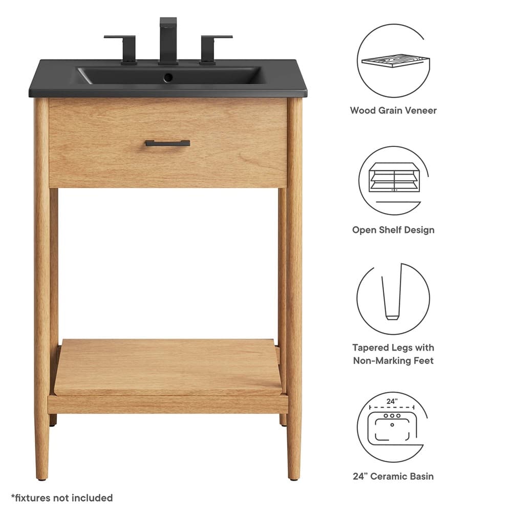 Zaire 24" Bathroom Vanity in Natural Black by Modway - Image 2
