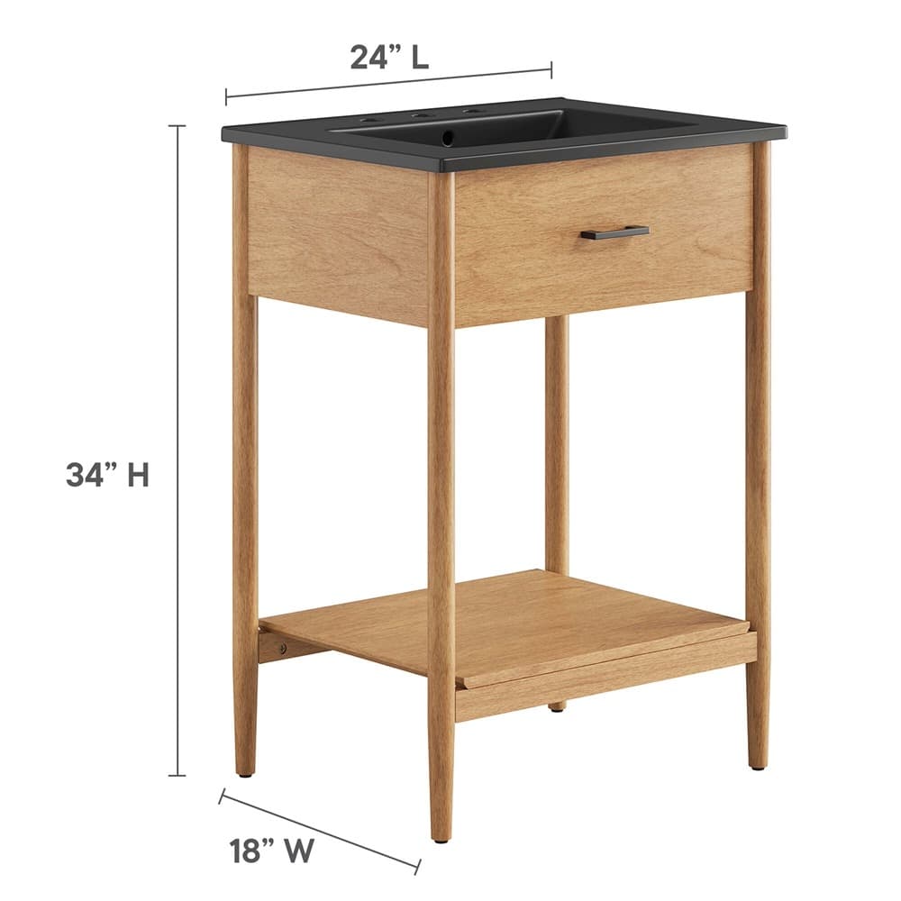 Zaire 24" Bathroom Vanity in Natural Black by Modway - Image 3