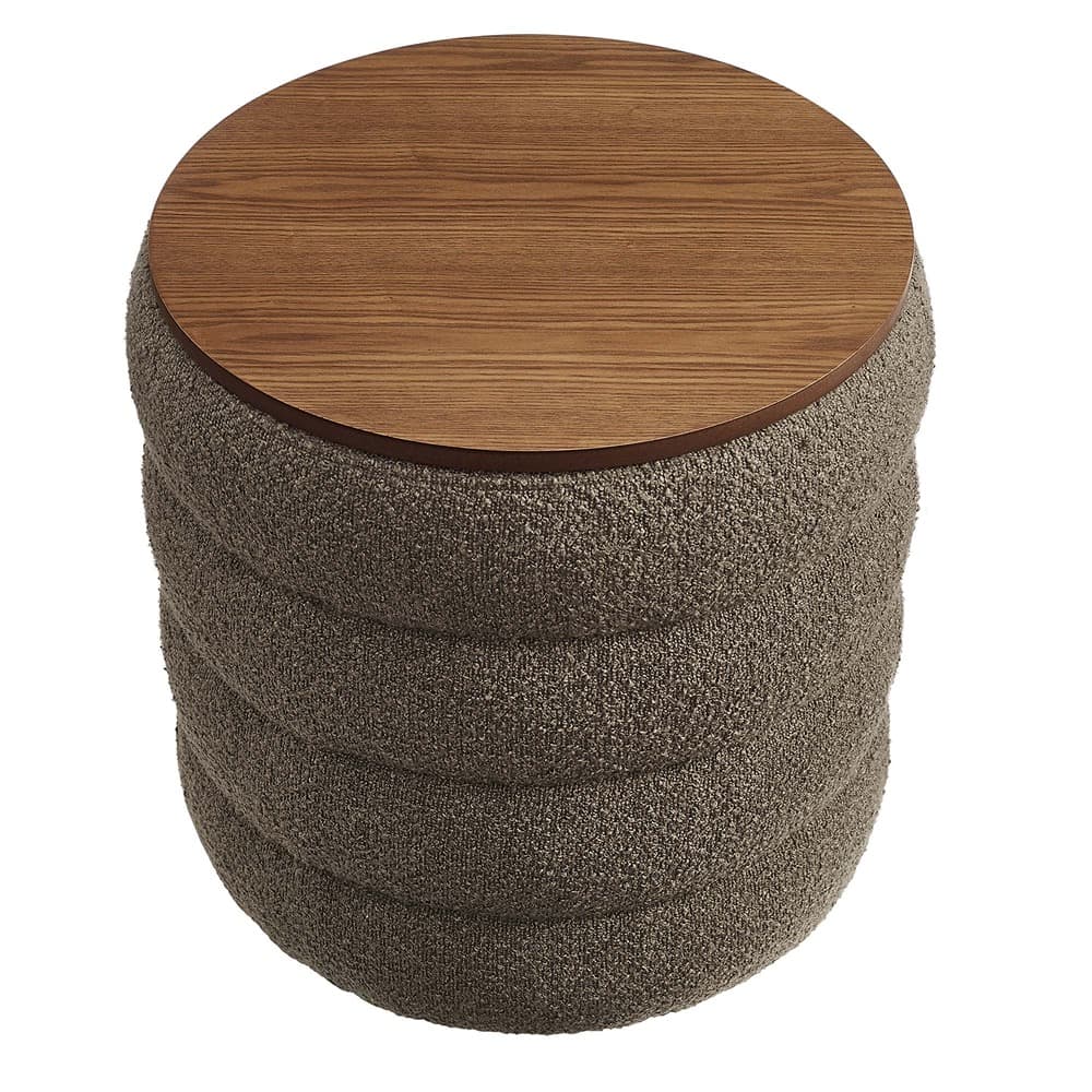 Mezzo Round Boucle Fabric Storage Ottoman in Pebble by Modway - Image 5