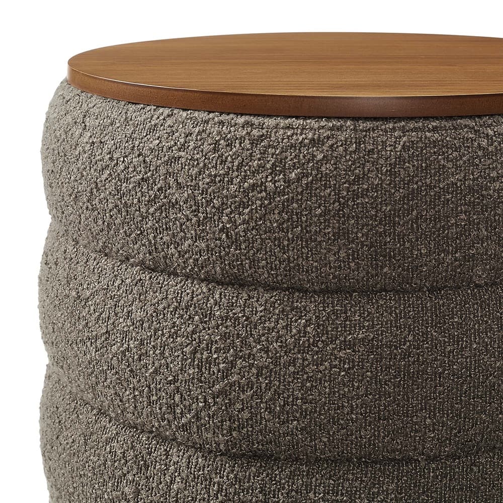 Mezzo Round Boucle Fabric Storage Ottoman in Pebble by Modway - Image 6