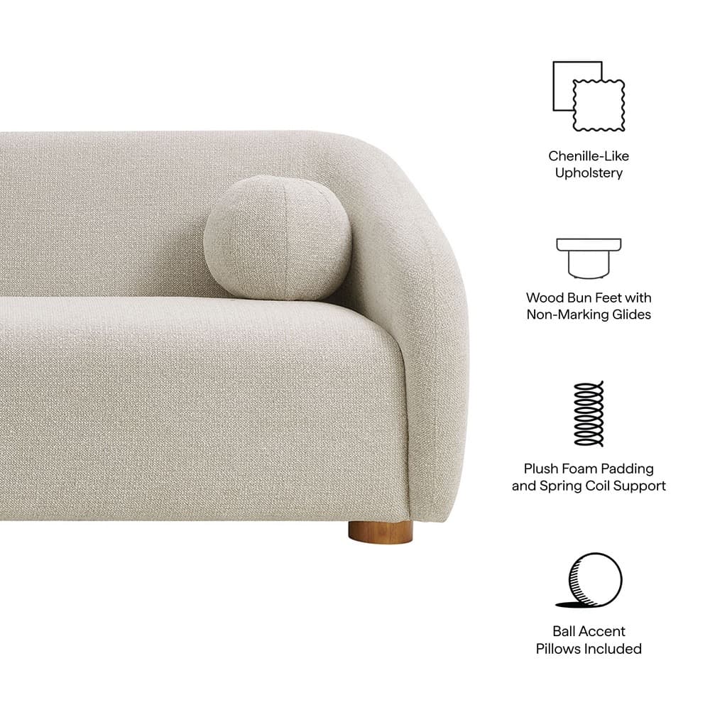 Holland 85" Chenille Fabric Sofa in Dove Gray by Modway - Image 2