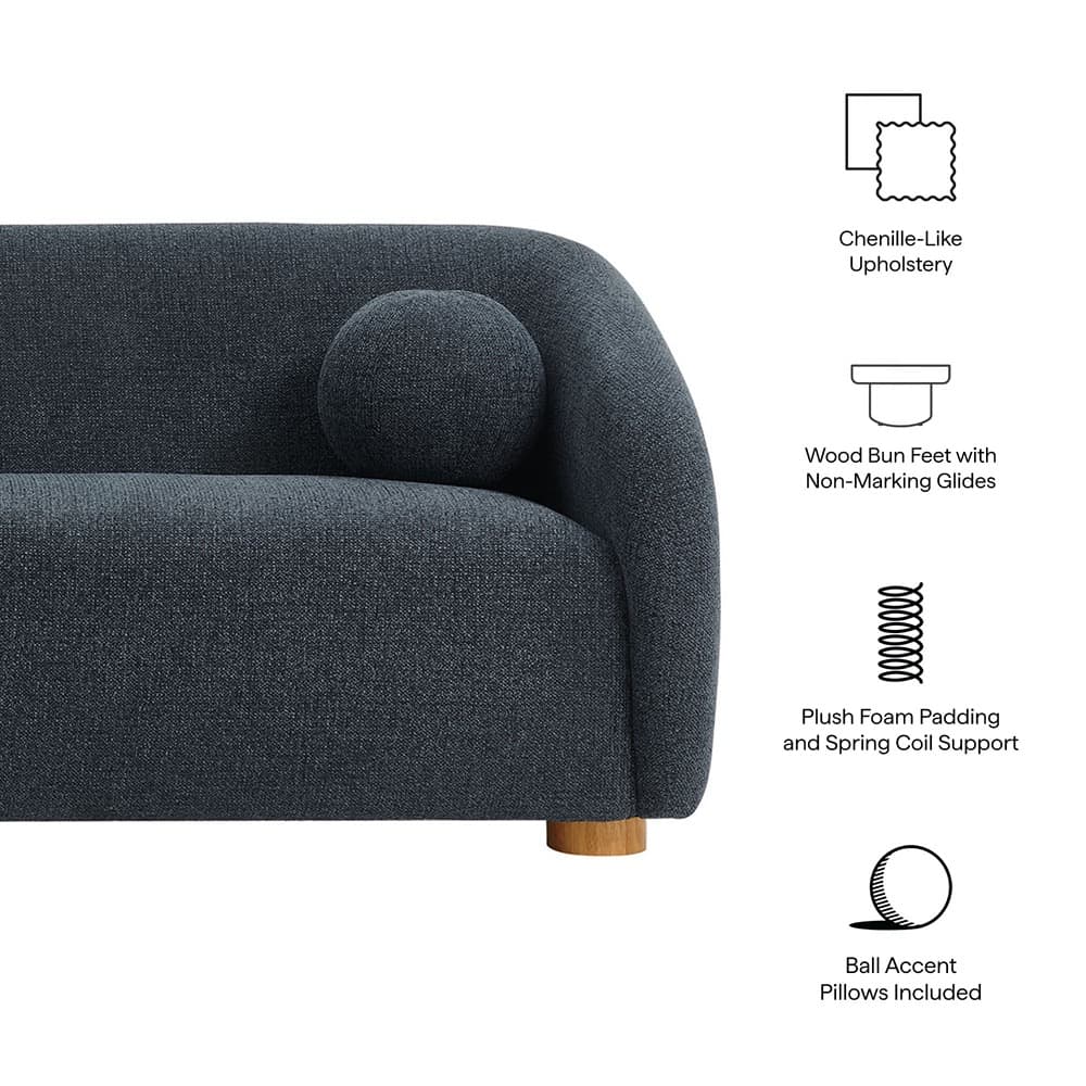 Holland 85" Chenille Fabric Sofa in Navy by Modway - Image 2