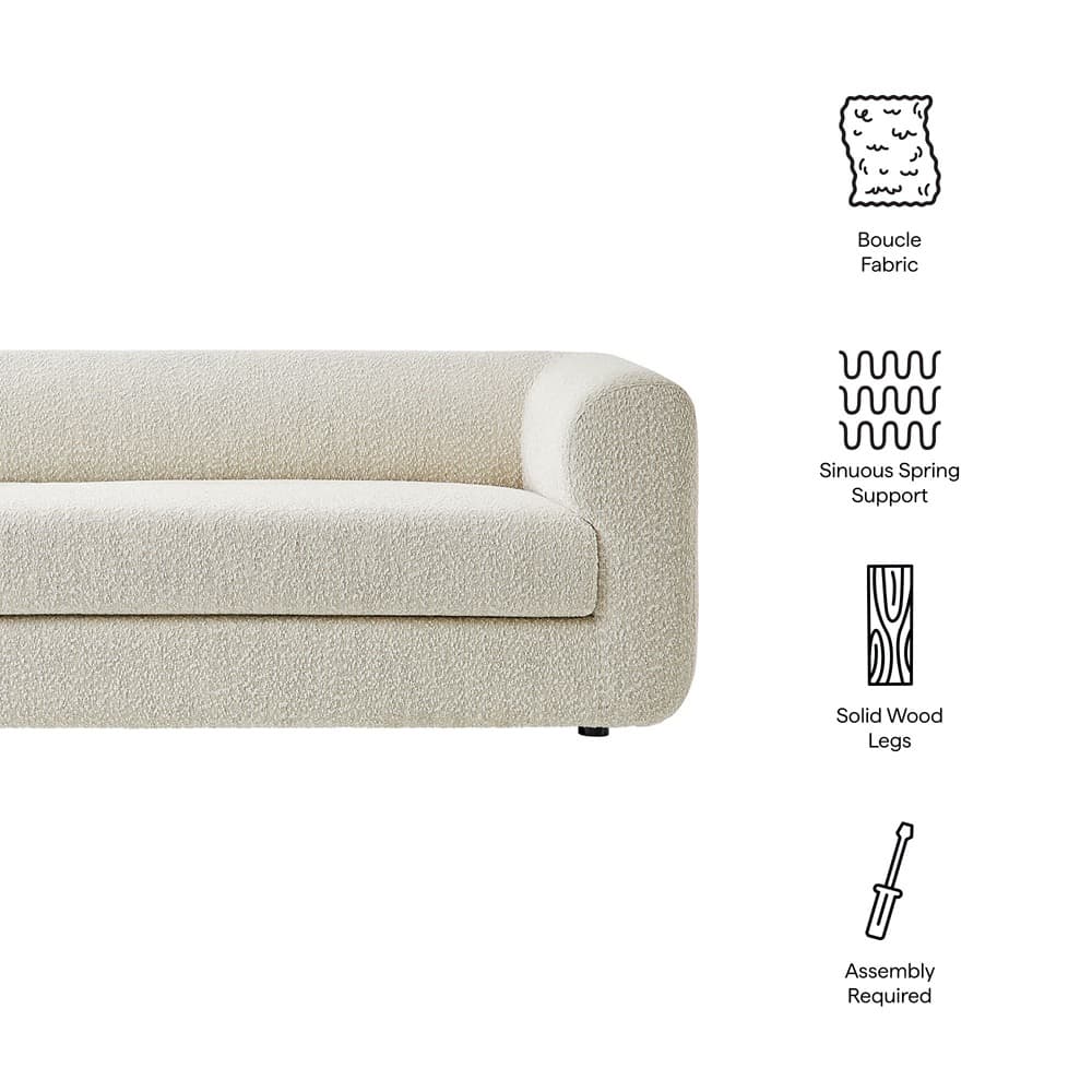 Leif 89" Boucle Upholstered Sofa in Pearl by Modway - Image 2