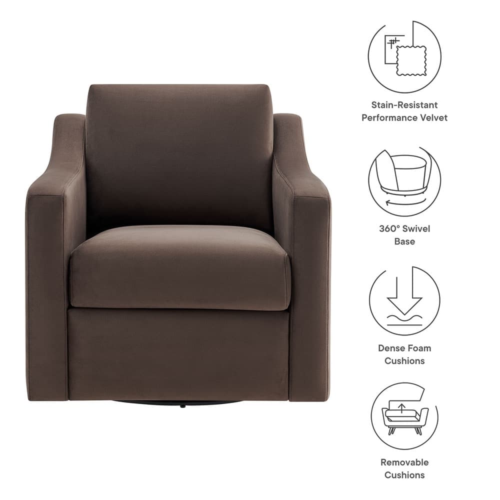 Liora Performance Velvet Armchair in Chocolate by Modway - Image 3