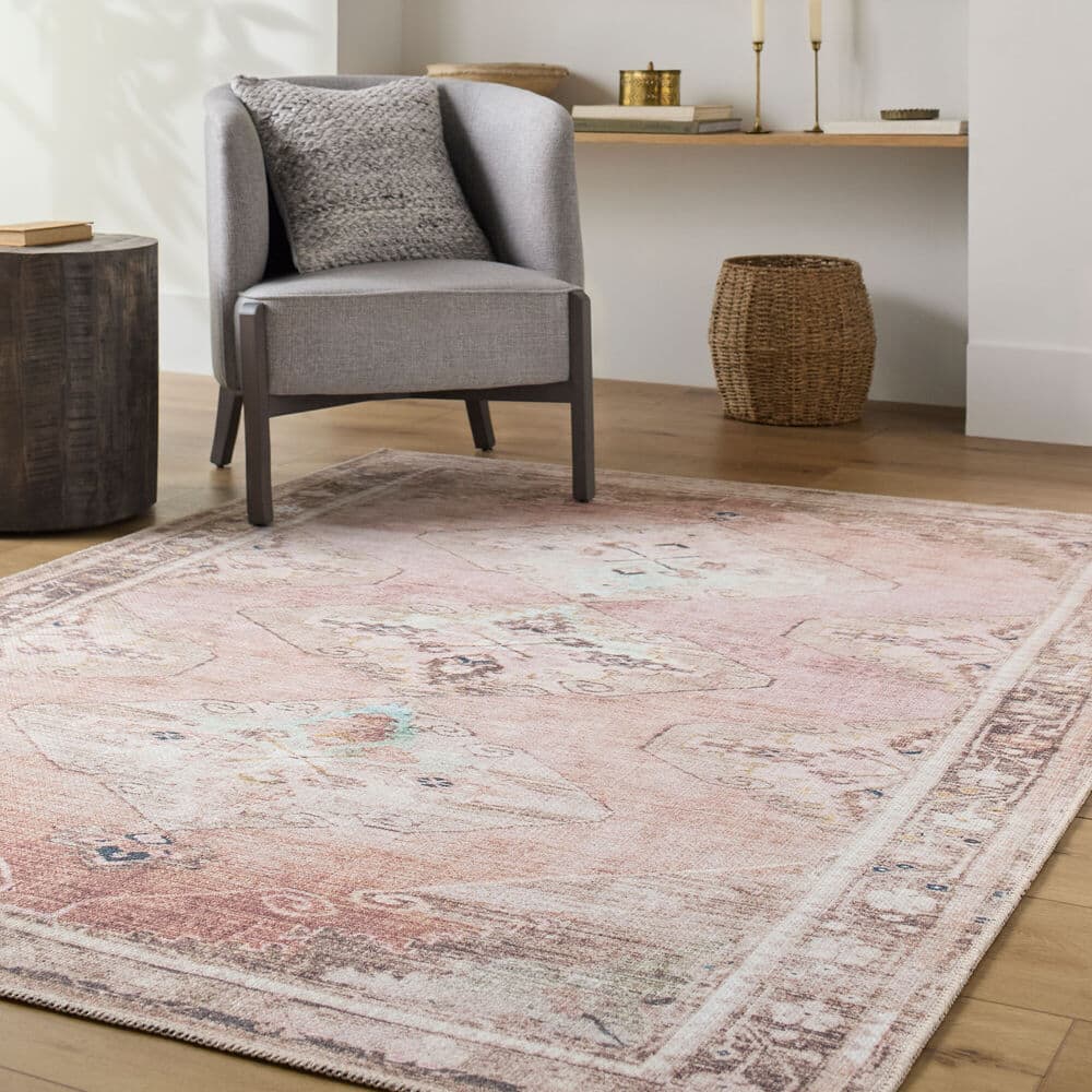 Amelie Dusty Pink Machine Woven Rug by Livabliss - Image 2