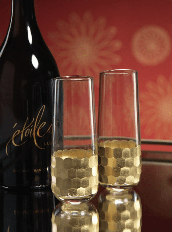 Vitorrio Cut Stemless Champagne Glass with Gold Leaf Set of 6 by Zodax - Image 2