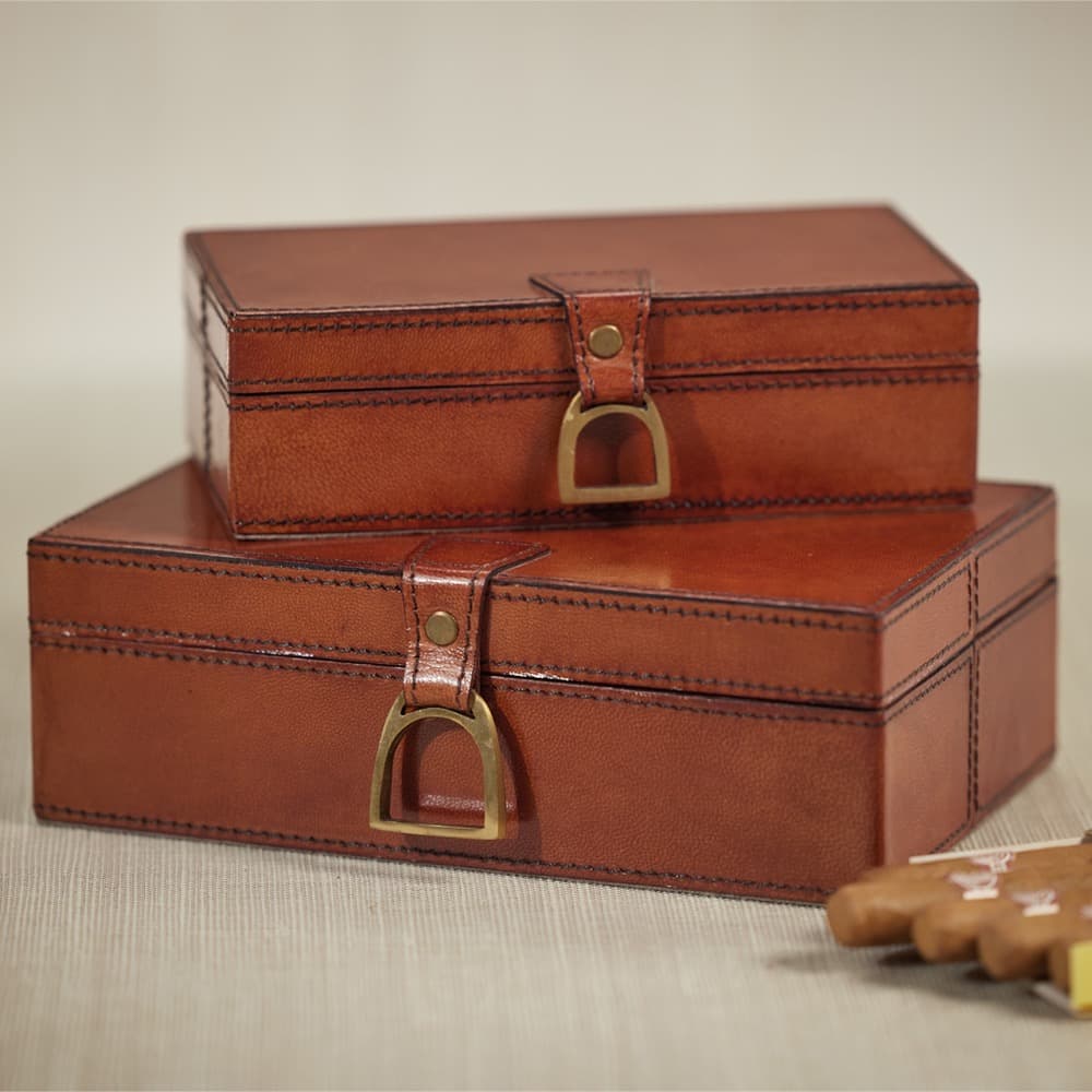 Chadwell Rectangular Leather Decorative Boxes by Zodax - Image 4