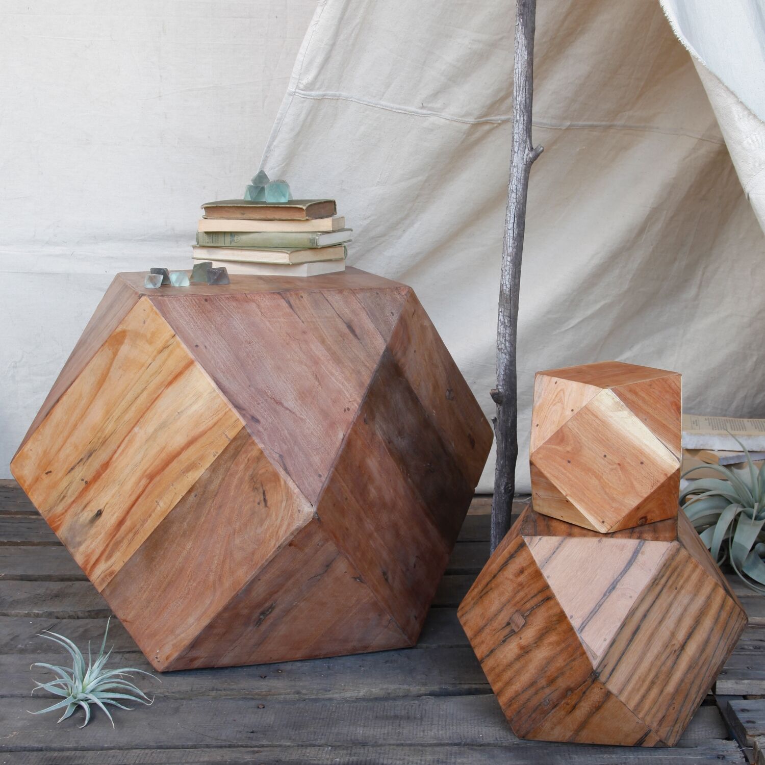 Medium Natural Icosahedron Wood Block by HomArt - Image 2