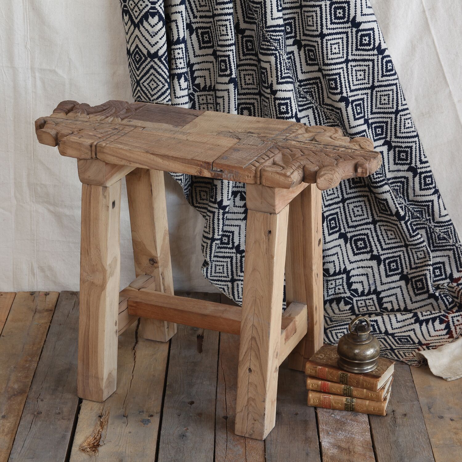 Portico Salvaged Wood Stool by HomArt - Image 2