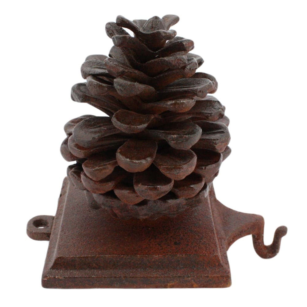 Cast Iron Rust Pinecone Stocking Holder by HomArt