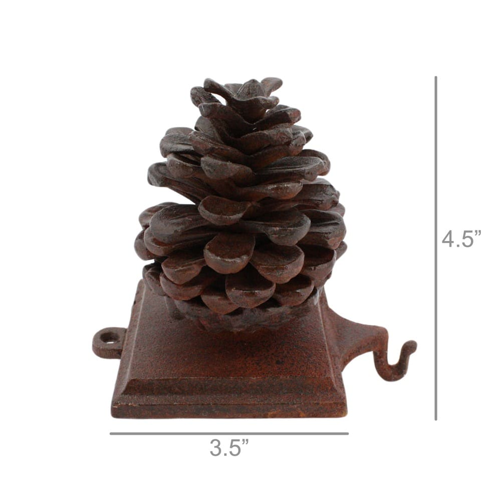 Cast Iron Rust Pinecone Stocking Holder by HomArt - Image 2