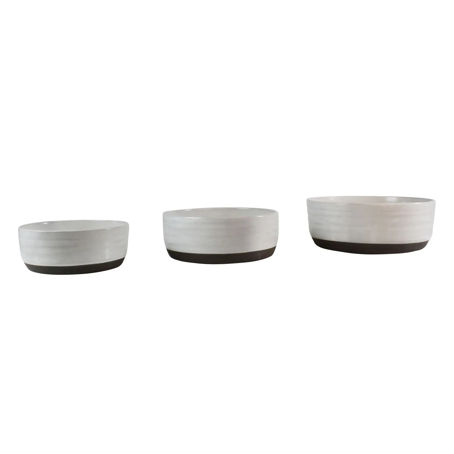 Liam Partial Glaze Ceramic Serving Bowls Set of 3 by HomArt - Image 2