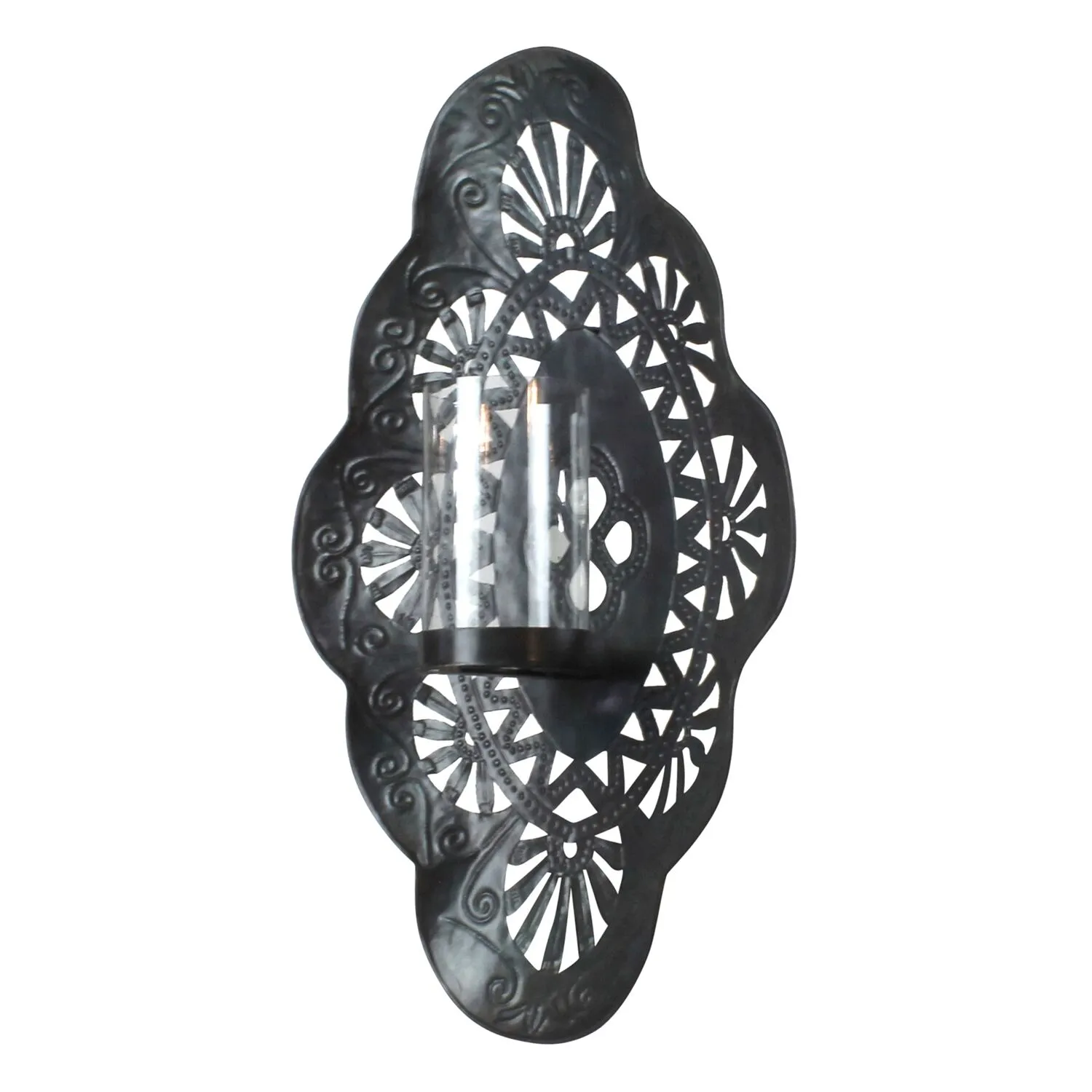 Sala Iron Wall Sconce with Glass Hurricane by HomArt