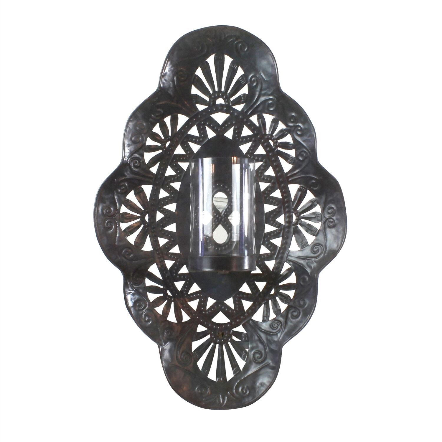 Sala Iron Wall Sconce with Glass Hurricane by HomArt - Image 2