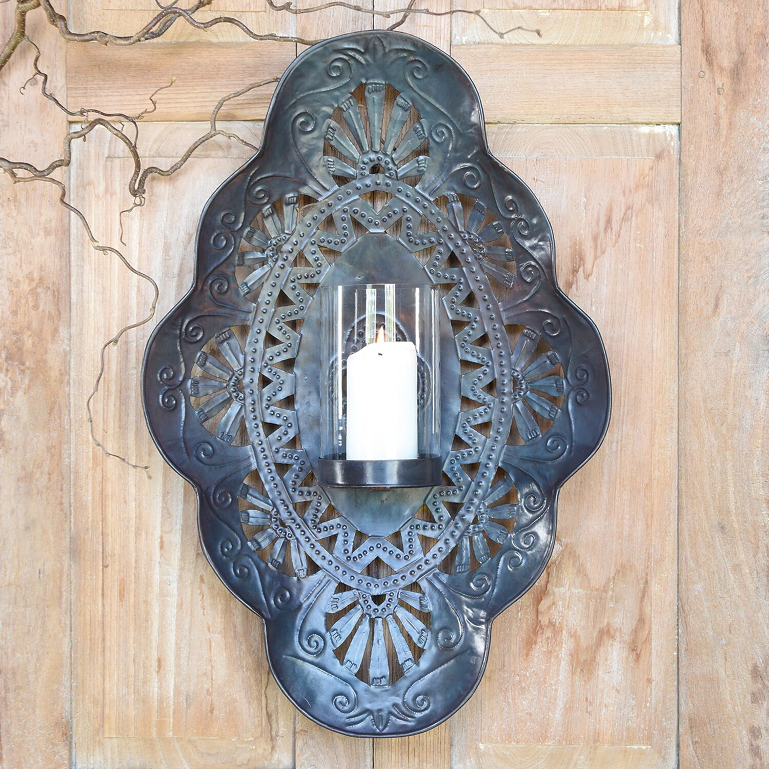 Sala Iron Wall Sconce with Glass Hurricane by HomArt - Image 3