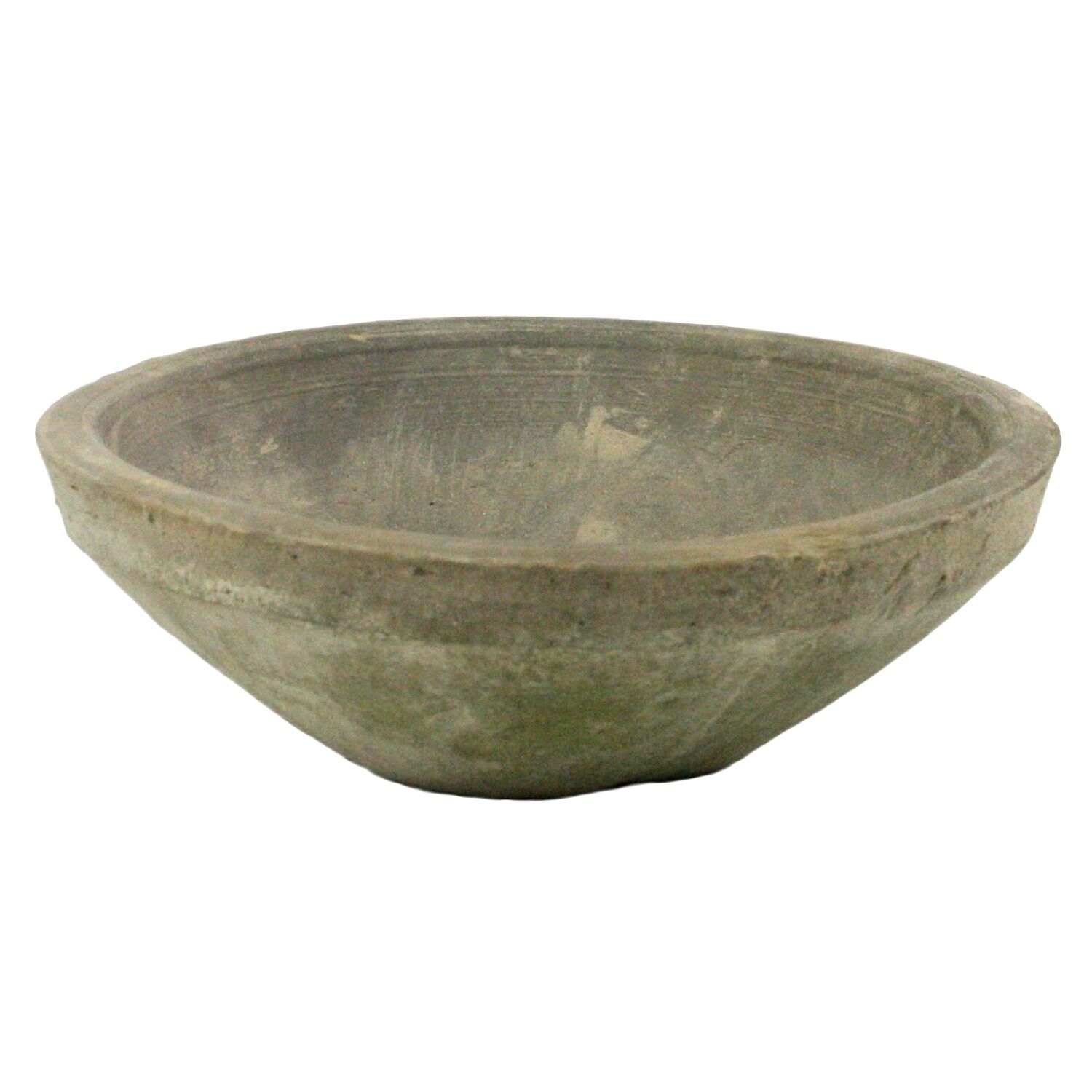 Small Moss Grey Rustic Terra Cotta Bowl Set of 3 by HomArt