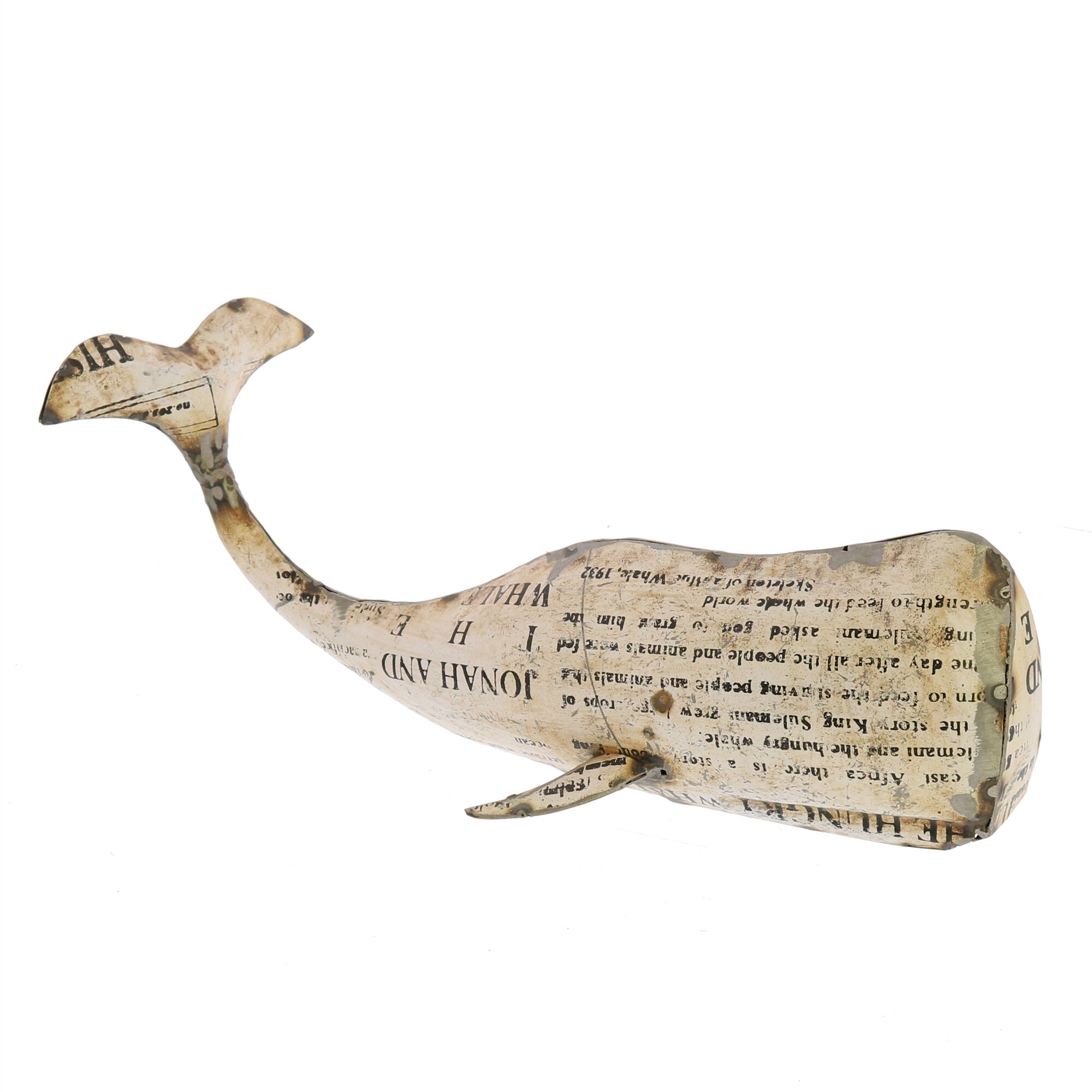 Large White Reclaimed Metal Whale by HomArt - Image 4