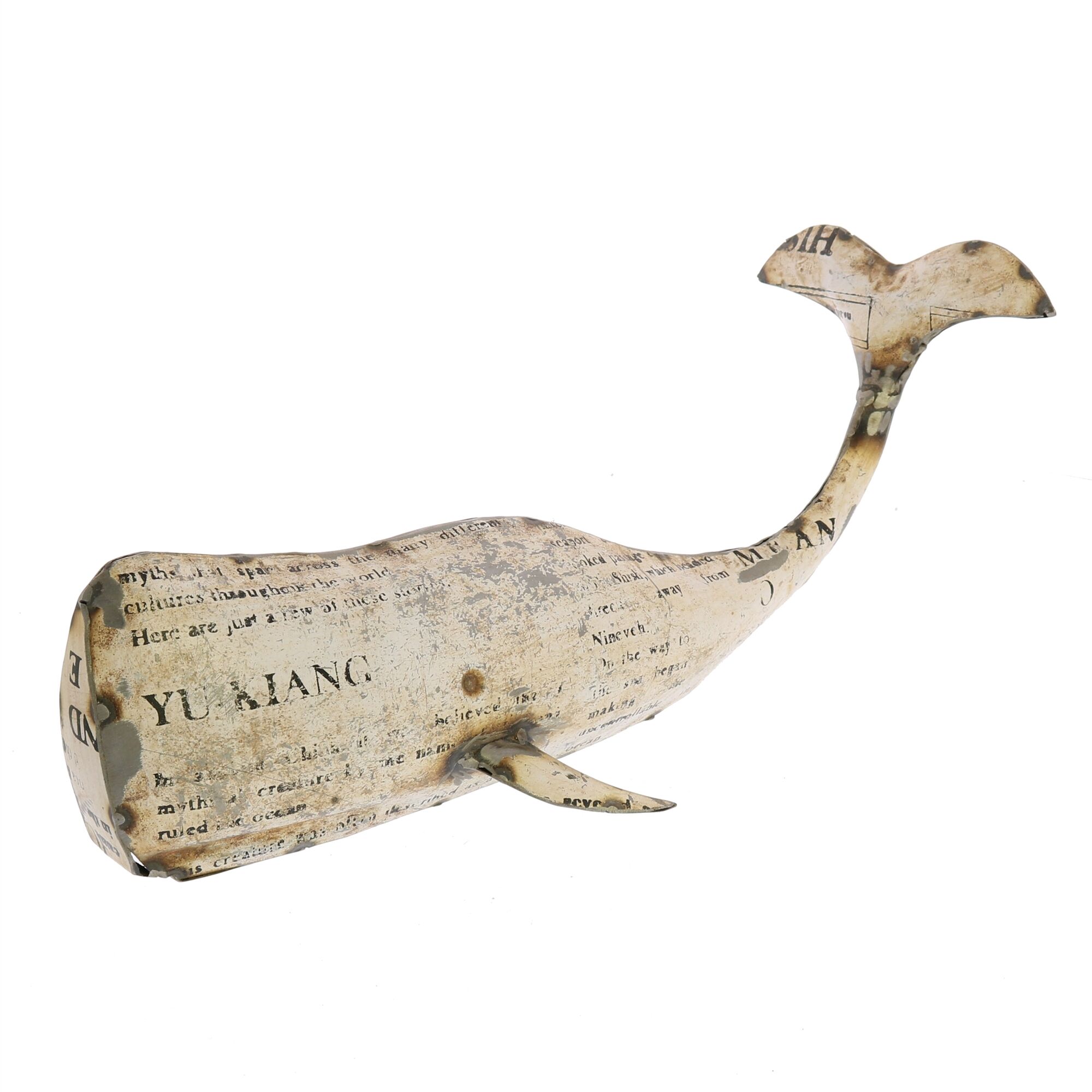 Large White Reclaimed Metal Whale by HomArt - Image 3