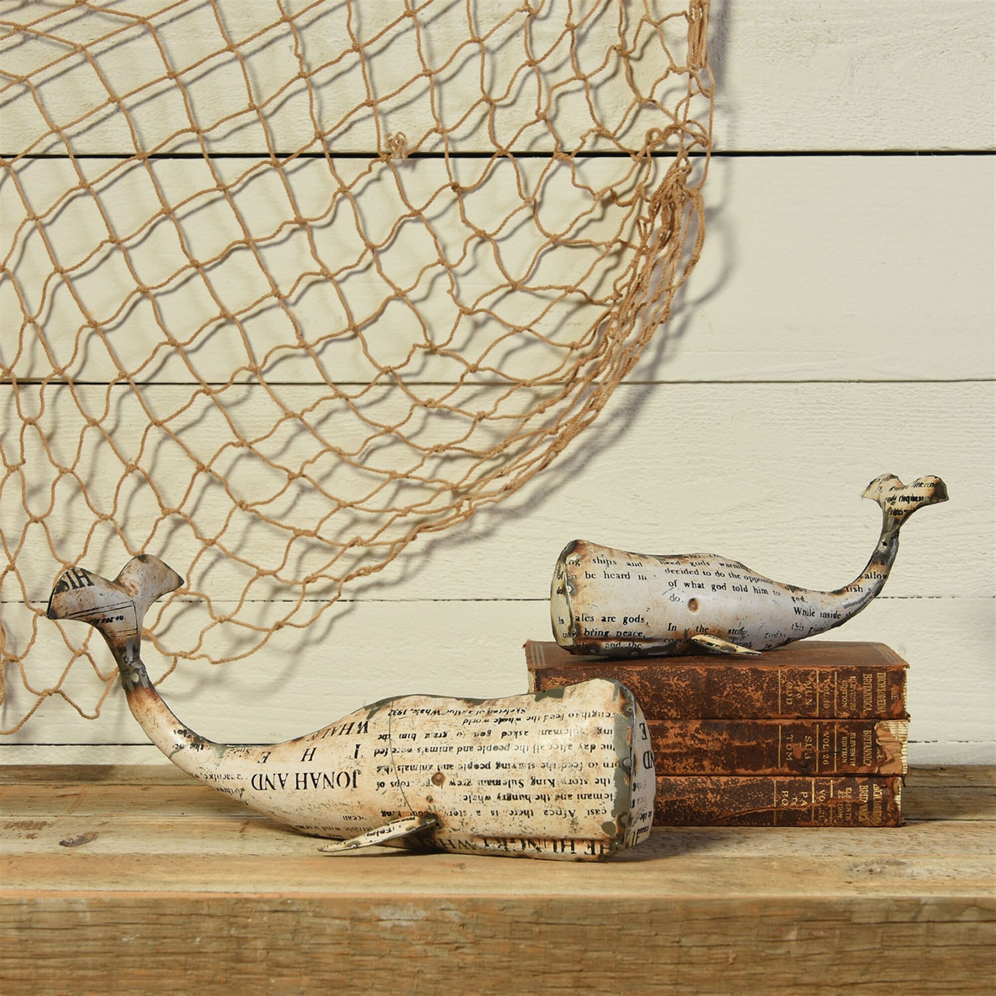 Large White Reclaimed Metal Whale by HomArt - Image 2