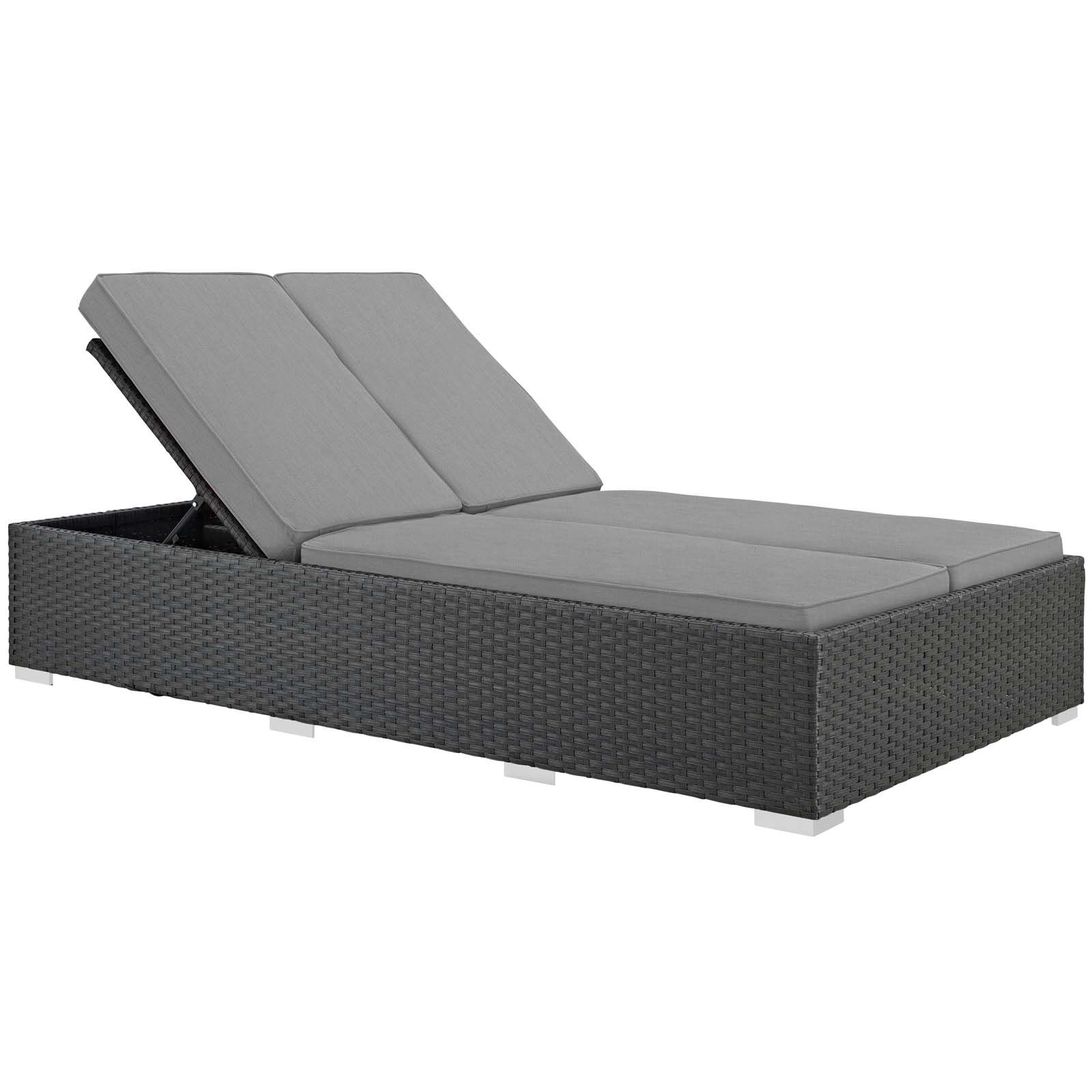 Sojourn Outdoor Patio Sunbrella Double Chaise in Chocolate Gray by Modway - Image 2
