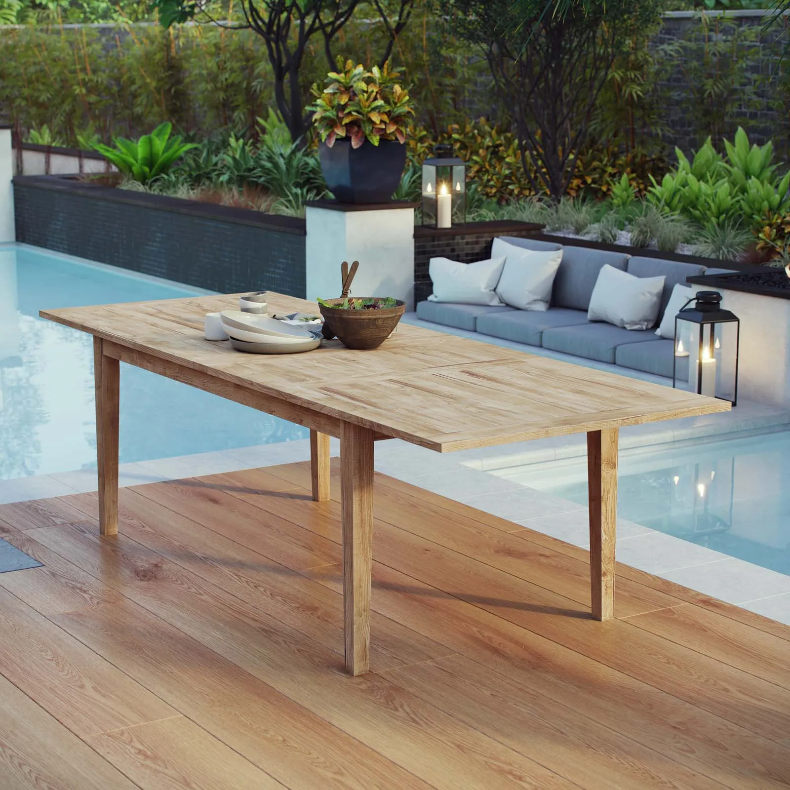 Marina Extendable Outdoor Teak Dining Table by Modway