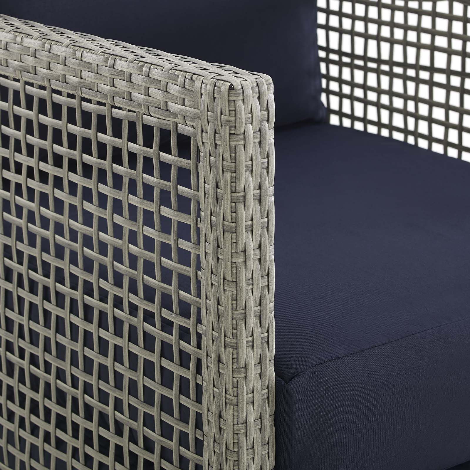 Aura Outdoor Patio Wicker Rattan Loveseat in Navy and Gray by Modway - Image 6